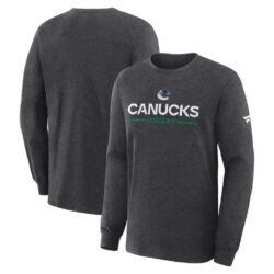 Vancouver Canucks Fashion7 Authentic Pro Primary Long Sleeve T-Shirt - Charcoal - Front View