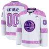 New York Islanders Fashion7 2024 Hockey Fights Cancer Custom Practice Jersey - White - Front View