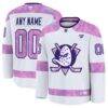 Anaheim Ducks Fashion7 2024 Hockey Fights Cancer Custom Practice Jersey - White - Front View