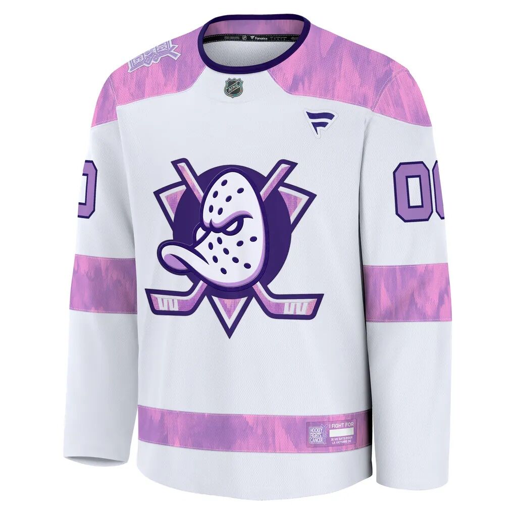 Anaheim Ducks Fashion7 2024 Hockey Fights Cancer Custom Practice Jersey