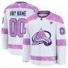 Colorado Avalanche Fashion7 2024 Hockey Fights Cancer Custom Practice Jersey - White - Front View