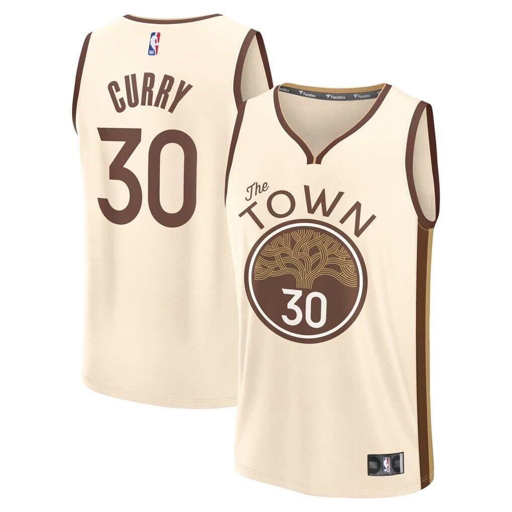 Stephen Curry Golden State Warriors Fashion7 Youth 2025/26 City Edition Fast Break Jersey - Tan