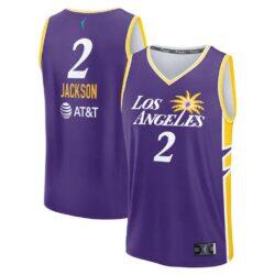 Rickea Jackson Los Angeles Sparks Fashion7 Youth Explorer Edition Fast Break Replica Jersey - Purple - Front View