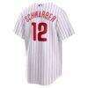 Kyle Schwarber Philadelphia Phillies Nike Home Replica Jersey - White - Detail View