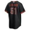Jung Hoo Lee San Francisco Giants Nike Alternate Replica Jersey - Black - Detail View