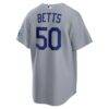 Mookie Betts Los Angeles Dodgers Nike Stadium Jersey - Gray - Detail View
