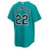 Sandy Alcantara Miami Marlins Nike Alternate Replica Jersey - Teal - Detail View
