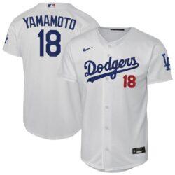Yoshinobu Yamamoto Los Angeles Dodgers Nike Youth Home Stadium Jersey - White - Front View