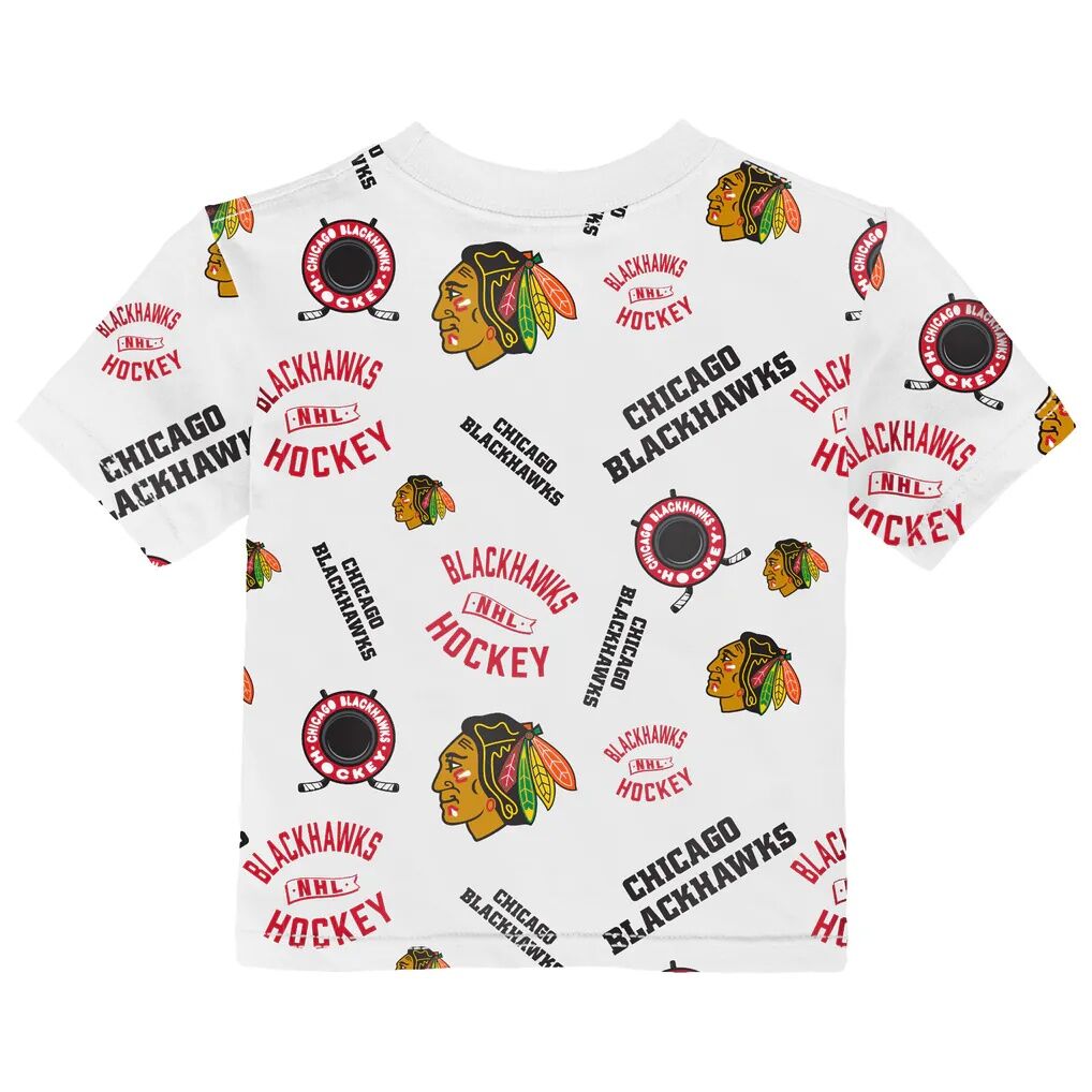 Chicago Blackhawks Outerstuff Infant Run Down Allover Print T-Shirt