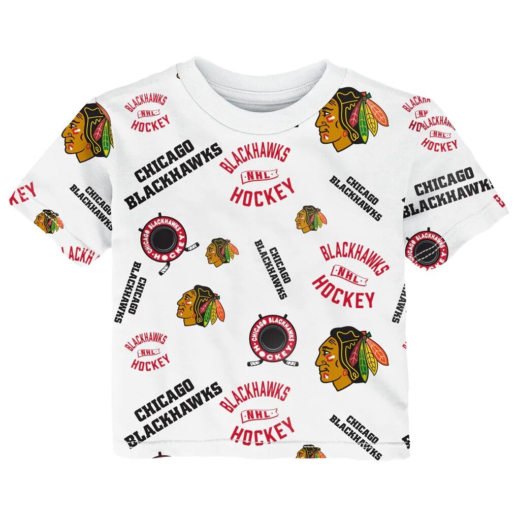 Chicago Blackhawks Outerstuff Infant Run Down Allover Print T-Shirt