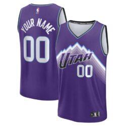 Utah Jazz Fashion7 Youth Fast Break Replica Custom Jersey - Purple - Front View