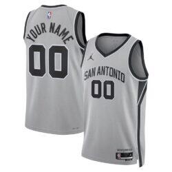 San Antonio Spurs Jordan Brand Unisex Swingman Custom Jersey - Silver - Front View