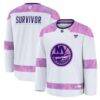 New York Islanders Fashion7 Hockey Fights Cancer Survivor Practice Jersey - White - Front View