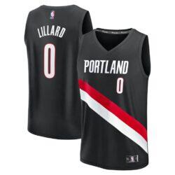 Damian Lillard Portland Trail Blazers Fashion7 Fast Break Replica Jersey - Black - - Front View