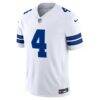 Dak Prescott Dallas Cowboys Nike Vapor F.U.S.E. Stitched Limited Jersey - White - Side View