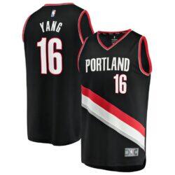 Yang Hansen Portland Trail Blazers Fashion7 Fast Break Replica Jersey - Black - Front View