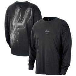San Antonio Spurs Nike 2026 Standard Issue Pre-Game Performance Long Sleeve T-Shirt - Black - Front View
