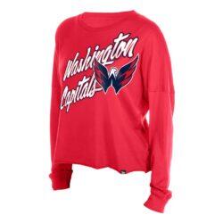 Washington Capitals New Era Women's Oversized Boxy Long Sleeve T-Shirt - Red - Front View