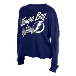 Tampa Bay Lightning New Era Women's Oversized Boxy Long Sleeve T-Shirt - Blue - Front View
