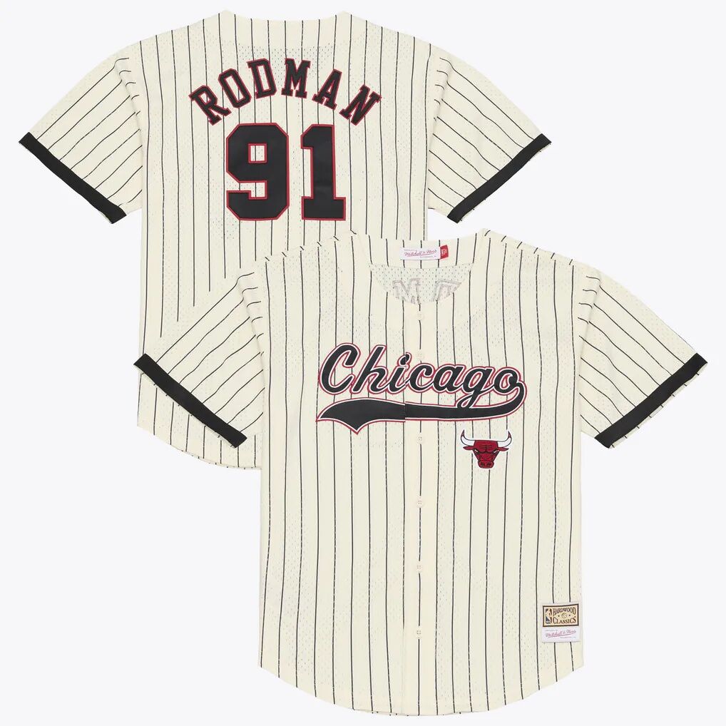 Dennis Rodman Chicago Bulls Mitchell & Ness Player Mesh Button-Front Jersey