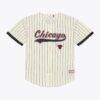 Dennis Rodman Chicago Bulls Mitchell & Ness Player Mesh Button-Front Jersey - Cream - Side View