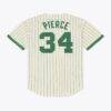 Paul Pierce Boston Celtics Mitchell & Ness Player Mesh Button-Front Jersey - Cream - Detail View
