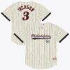 Allen Iverson Philadelphia 76ers Mitchell & Ness Player Mesh Button-Front Jersey - Cream - Front View