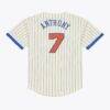 Carmelo Anthony New York Knicks Mitchell & Ness Hardwood Classics Player Mesh Button-Front Jersey - Cream - Detail View