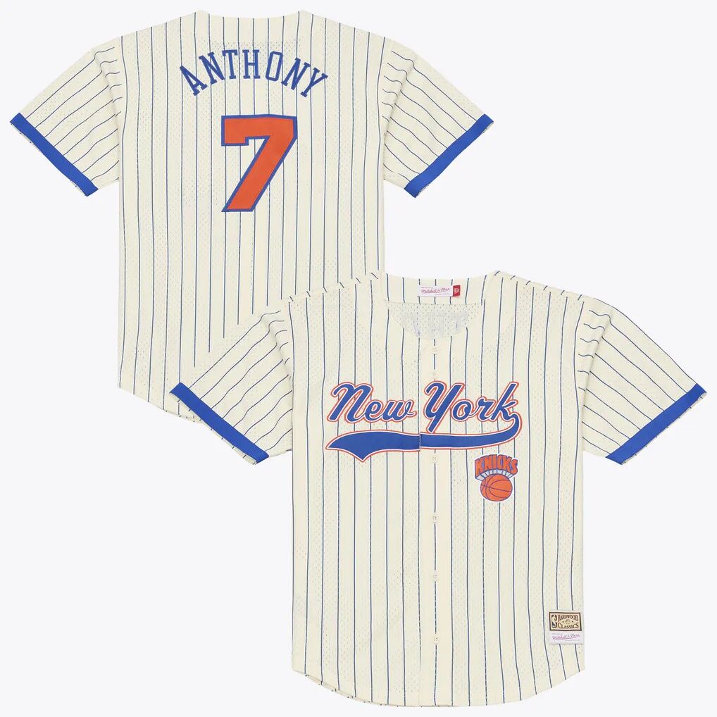 Carmelo Anthony New York Knicks Mitchell & Ness Hardwood Classics Player Mesh Button-Front Jersey