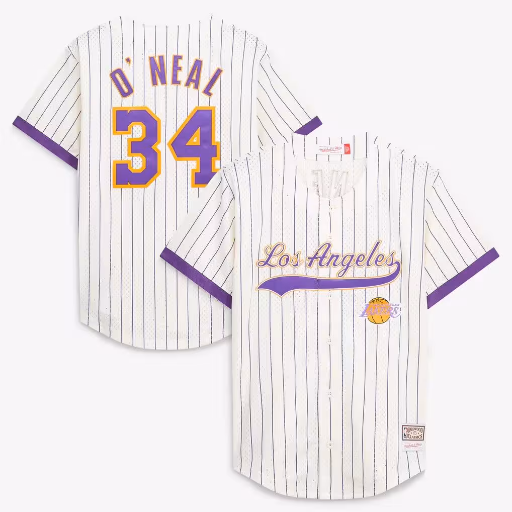 Shaquille O'Neal Los Angeles Lakers Mitchell & Ness Hardwood Classics Player Mesh Button-Front Jersey