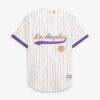 Shaquille O'Neal Los Angeles Lakers Mitchell & Ness Hardwood Classics Player Mesh Button-Front Jersey - Cream - Side View