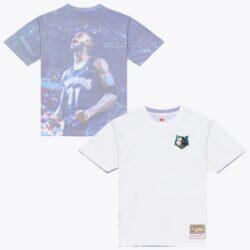 Kevin Garnett Minnesota Timberwolves Mitchell & Ness Hardwood Classics Player Sublimated T-Shirt - White - Front View