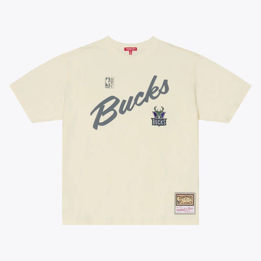 Milwaukee Bucks Mitchell & Ness Women's Heritage Hues T-Shirt - Oatmeal