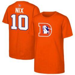 Denver Broncos Outerstuff Youth Name & Number Logo Classic T-Shirt - Orange - Front View