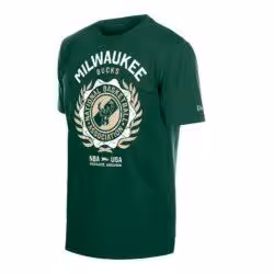 Milwaukee Bucks New Era Laurel Crest Flocking T-Shirt - - Front View