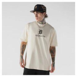 Detroit Tigers New Era Heritage Gothic Lettering T-Shirt - Cream - Front View