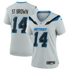 Amon-Ra St. Brown Detroit Lions Nike Women's 2026 Rivalries Collection Game Jersey - Silver - Front View