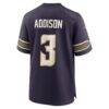 Jordan Addison Minnesota Vikings Nike 2026 Rivalries Collection Game Jersey - Purple - Detail View