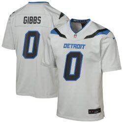 Jahmyr Gibbs Detroit Lions Nike Youth 2026 Rivalries Collection Game Jersey - Silver - Front View