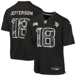 Justin Jefferson Minnesota Vikings Nike Youth 2026 Salute to Service Game Jersey - Black - Front View