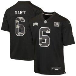 Jaxson Dart New York Giants Nike Youth 2026 Salute to Service Game Jersey - Black - Front View