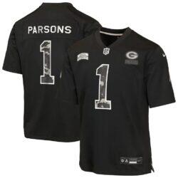 Micah Parsons Green Bay Packers Nike Youth 2026 Salute to Service Game Jersey - Black - Front View