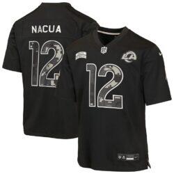 Puka Nacua Los Angeles Rams Nike Youth 2026 Salute to Service Game Jersey - Black - Front View