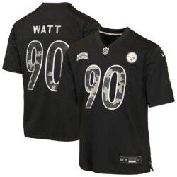 T.J. Watt Pittsburgh Steelers Nike Youth 2026 Salute to Service Game Jersey - Black - Front View