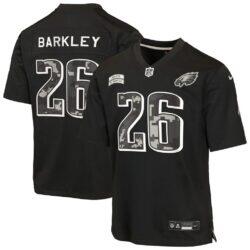 Saquon Barkley Philadelphia Eagles Nike Youth 2026 Salute to Service Game Jersey - Black - Front View