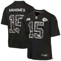 Patrick Mahomes Kansas City Chiefs Nike Youth 2026 Salute to Service Game Jersey - Black - Front View