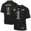 Jalen Hurts Philadelphia Eagles Nike Youth 2026 Salute to Service Game Jersey - Black - Front View