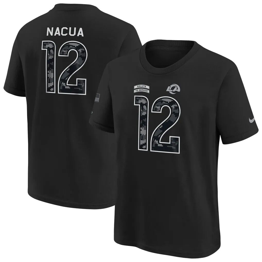 Puka Nacua Los Angeles Rams Nike Youth 2026 Salute to Service Name & Number T-Shirt