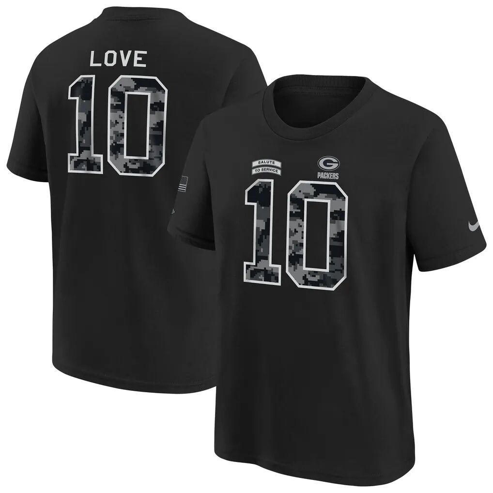 Jordan Love Green Bay Packers Nike Youth 2026 Salute to Service Name & Number T-Shirt