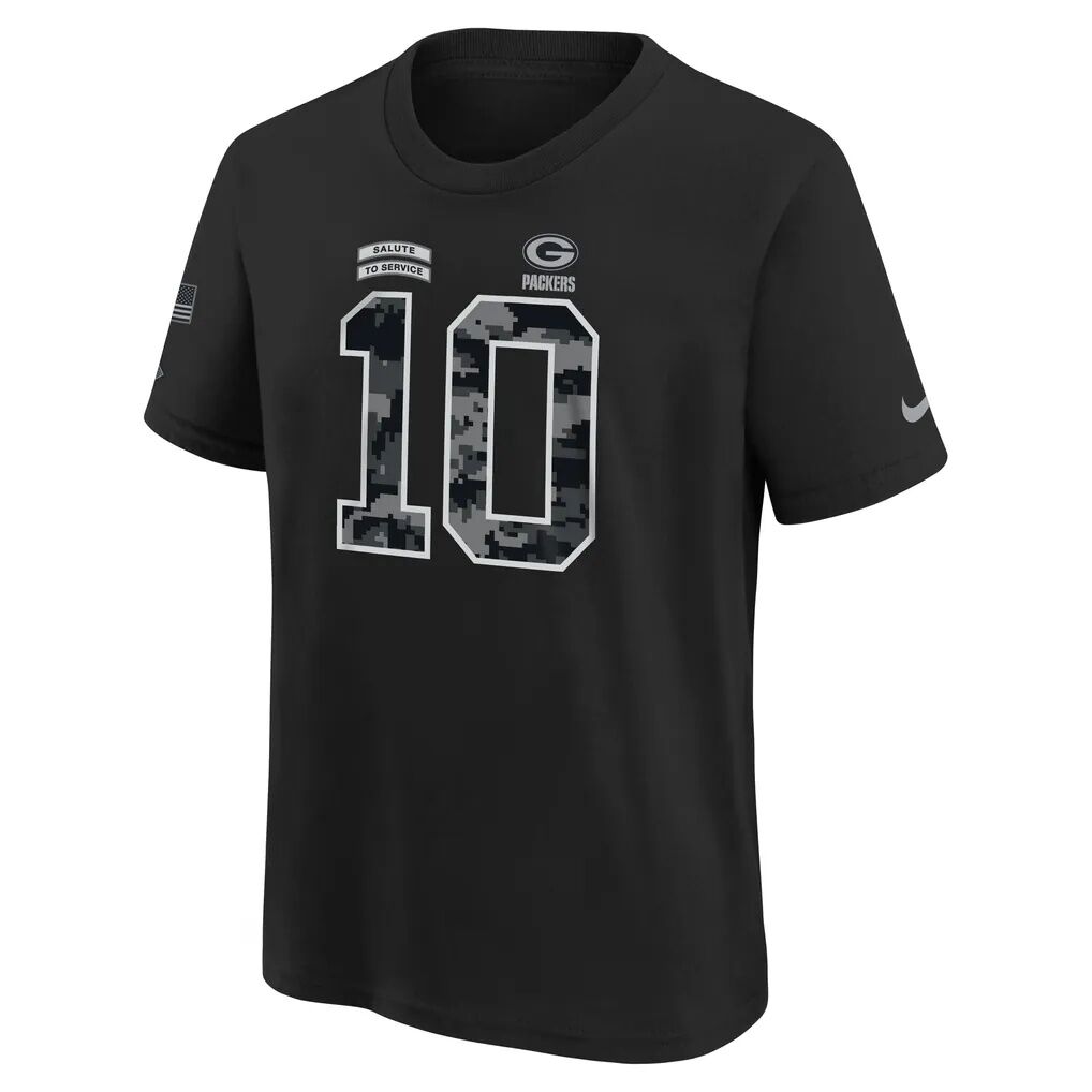 Jordan Love Green Bay Packers Nike Youth 2026 Salute to Service Name & Number T-Shirt
